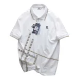 Áo Thun Nam Polo - Áo Thun Cổ Bẻ Nam Thêu Logo Chữ R Trước Ngực Và Phối Sọc Ở Vạt Áo Sang Trọng Có Big Size