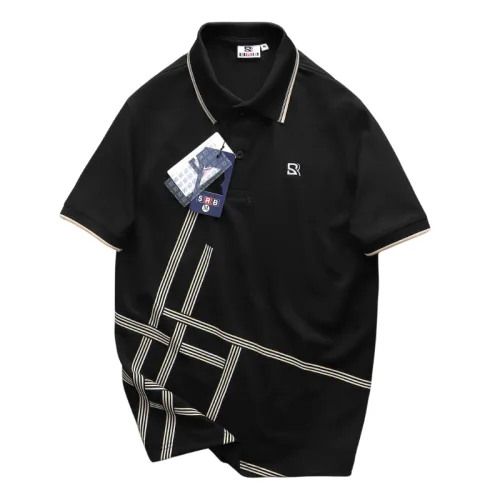 Áo Thun Nam Polo - Áo Thun Cổ Bẻ Nam Thêu Logo Chữ R Trước Ngực Và Phối Sọc Ở Vạt Áo Sang Trọng Có Big Size