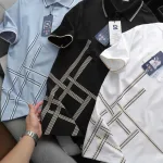 Áo Thun Nam Polo - Áo Thun Cổ Bẻ Nam Thêu Logo Chữ R Trước Ngực Và Phối Sọc Ở Vạt Áo Sang Trọng Có Big Size