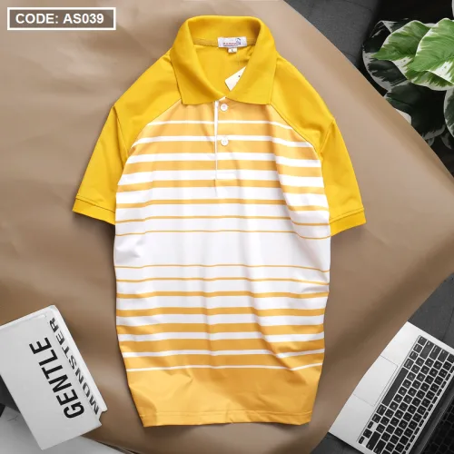 Áo Thun Nam Polo Cổ Bẻ Tay Ngắn Phối Sọc Trắng Bền Đẹp