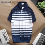 Áo Thun Nam Polo Cổ Bẻ Tay Ngắn Phối Sọc Trắng Bền Đẹp