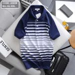 Áo Thun Nam Polo Cổ Bẻ Tay Ngắn Phối Sọc Trắng Bền Đẹp