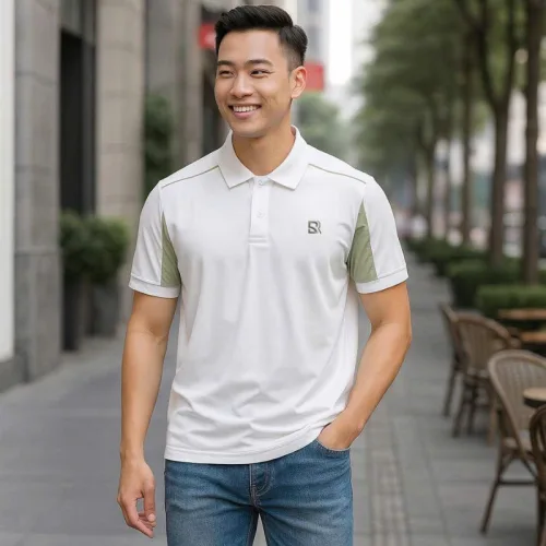 Áo Thun Nam Polo Cổ Bẻ Thêu Chữ SRB Tay Phối Viền Màu Basic (Có size 3x)