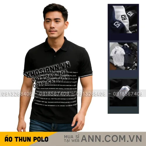 Áo Thun Nam Polo Cổ Bẻ Thêu Logo SRB Sọc Chữ (Có size 3x)