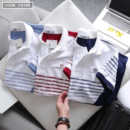 Áo Thun Nam Polo In Sọc Màu Cao Cấp