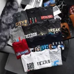 Áo Thun Nam Tay Dài Cổ Tròn Rurumen Màu Trắng In Chữ TEXAS Big Size