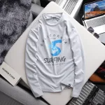 Áo Thun Nam Tay Dài Cổ Tròn Rurumen Màu Xám In Số 5 Big Size