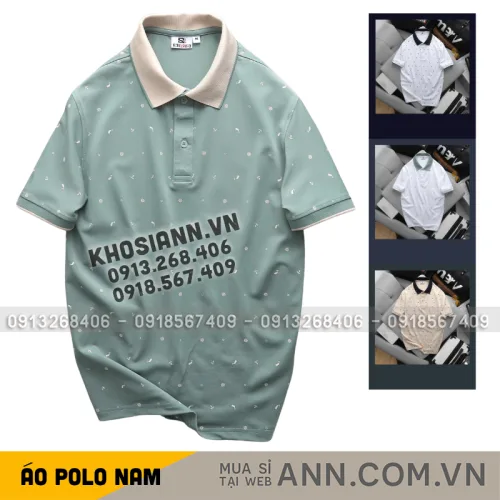 Áo Thun Polo Nam - Áo Thun Nam Cổ Bẻ In Họa Tiết Nhí Và Viền Áo Big Size