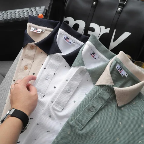 Áo Thun Polo Nam - Áo Thun Nam Cổ Bẻ In Họa Tiết Nhí Và Viền Áo Big Size