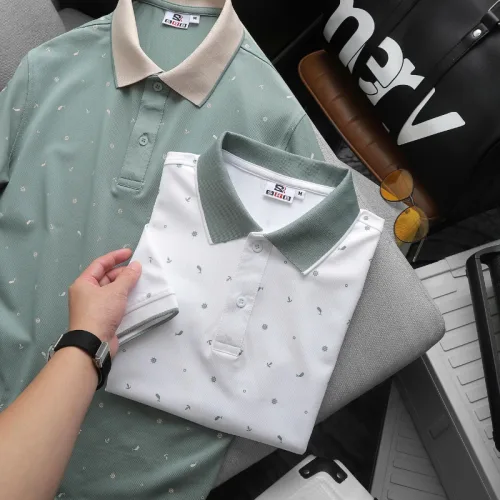 Áo Thun Polo Nam - Áo Thun Nam Cổ Bẻ In Họa Tiết Nhí Và Viền Áo Big Size