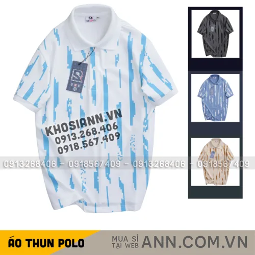 Áo Thun Polo Nam - Áo Thun Nam Cổ Bẻ In Họa Tiết Sọc Bền Đẹp Có Big Size