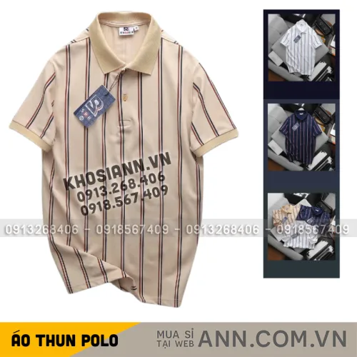 Áo Thun Polo Nam - Áo Thun Nam Cổ Bẻ Phối Sọc 2 Màu Big Size
