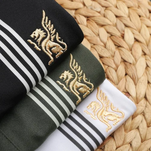Áo Thun Polo Nam Cổ Bẻ Phối Sọc Và Thêu Logo Trước Ngực Bền Đẹp Có Big Size