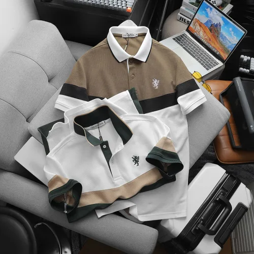 Áo Thun Polo Nam Phối Ba Màu Thiêu Logo Trước Ngực (Có Size 3x)