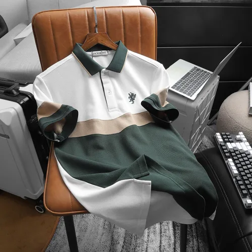 Áo Thun Polo Nam Phối Ba Màu Thiêu Logo Trước Ngực (Có Size 3x)