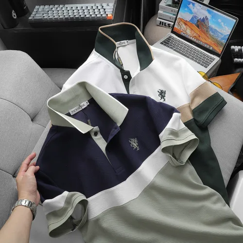 Áo Thun Polo Nam Phối Ba Màu Thiêu Logo Trước Ngực (Có Size 3x)