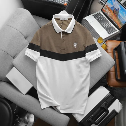 Áo Thun Polo Nam Phối Ba Màu Thiêu Logo Trước Ngực (Có Size 3x)