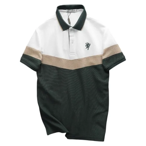 Áo Thun Polo Nam Phối Ba Màu Thiêu Logo Trước Ngực (Có Size 3x)