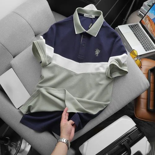 Áo Thun Polo Nam Phối Ba Màu Thiêu Logo Trước Ngực (Có Size 3x)
