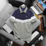 Áo Thun Polo Nam Phối Ba Màu Thiêu Logo Trước Ngực (Có Size 3x)