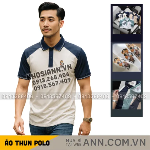 Áo Thun Polo Nam Phối Màu Và In Hình Gấu Trước Ngực BigSize Từ 50-90kg