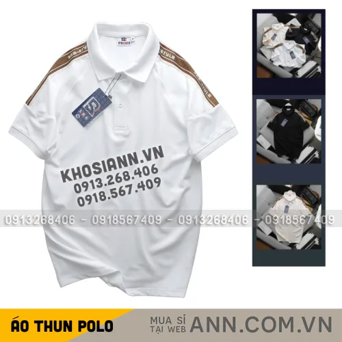 Áo Thun Polo Nam Phối Sọc Chữ Ở Vai Áo Có Big Size