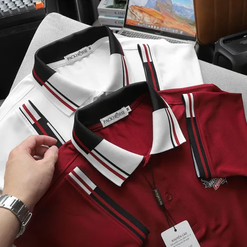 Áo Thun Polo Nam Phối Sọc In Logo Trước Ngực (Big Size)