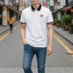 Áo Thun Polo Nam Phối Sọc In Logo Trước Ngực (Big Size)