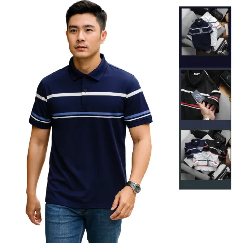 Khám phá Áo Thun Polo Nam Phối Sọc Ngang Bigsize Từ 50-90kg thuộc nhóm áo thun có cổ