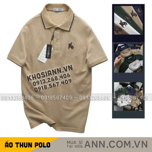 Áo Thun Polo Nam Phối Sọc Thêu Logo Con Ngựa Trước Ngực Có Big Size