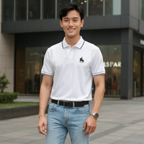 Áo Thun Polo Nam Phối Sọc Thêu Logo Con Ngựa Trước Ngực Có Big Size