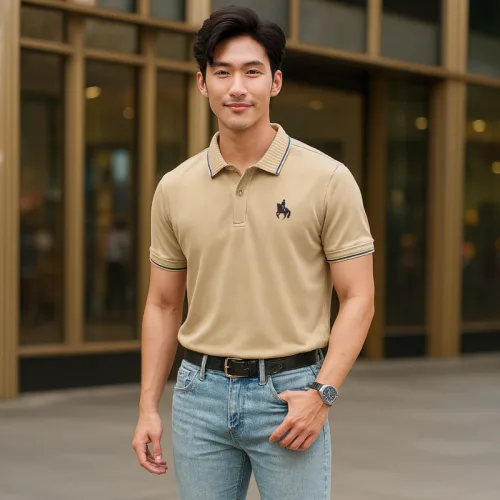 Áo Thun Polo Nam Phối Sọc Thêu Logo Con Ngựa Trước Ngực Có Big Size