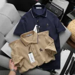 Áo Thun Polo Nam Phối Sọc Thêu Logo Con Ngựa Trước Ngực Có Big Size