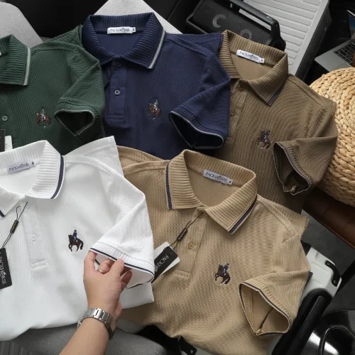 Áo Thun Polo Nam Phối Sọc Thêu Logo Con Ngựa Trước Ngực Có Big Size