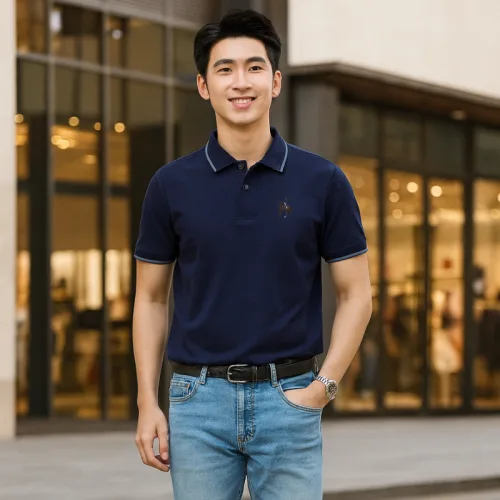 Áo Thun Polo Nam Phối Sọc Thêu Logo Con Ngựa Trước Ngực Có Big Size