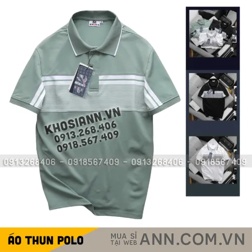 Áo Thun Polo Srn Giri Nam Phối Sọc Ngang Trước Ngực Và Tay Áo BigSize Từ 50-90kg
