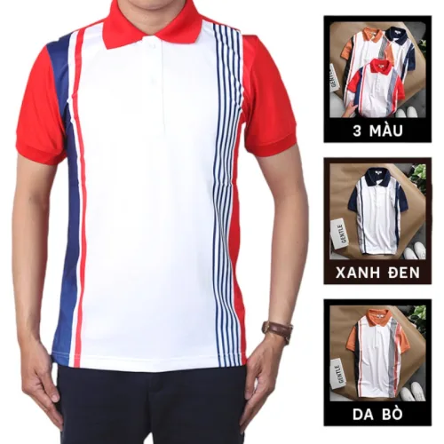 Áo Thun Polo Nam Tay Ngắn Kẻ Sọc Dọc