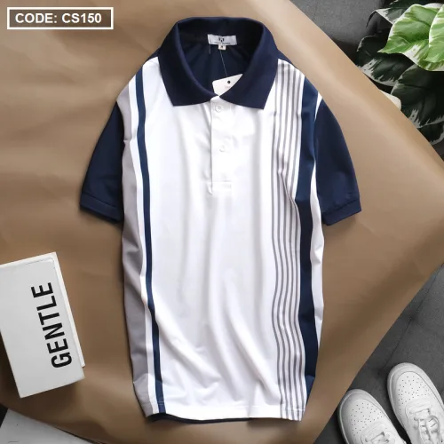 Áo Thun Polo Nam Tay Ngắn Kẻ Sọc Dọc