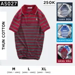 Áo Thun Polo Sọc Ngang Nam Cổ Phối Bo Thêu Logo