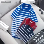 Áo Thun Polo Sọc Ngang Nam Cổ Phối Bo Thêu Logo
