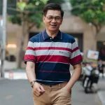 Áo Thun Sọc Nam Trung Niên Cổ Bẻ Có Túi