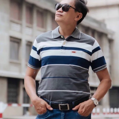 Áo Thun Sọc Nam Trung Niên Cổ Bẻ Có Túi