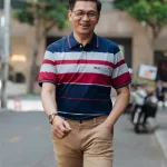 Áo Thun Sọc Nam Trung Niên Cổ Bẻ Có Túi