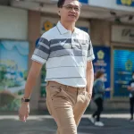 Áo Thun Sọc Nam Trung Niên Cổ Bẻ Có Túi