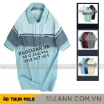 Áo Thun Sọc Nam Có Cổ Phối Viền Có Túi Thun Cotton