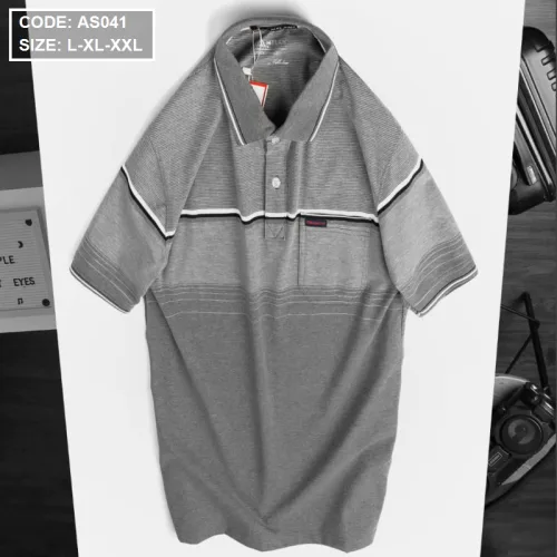 Áo Thun Sọc Nam Có Cổ Phối Viền Có Túi Thun Cotton