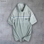Áo Thun Sọc Nam Có Cổ Phối Viền Có Túi Thun Cotton