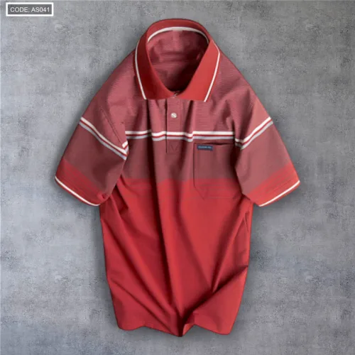 Áo Thun Sọc Nam Có Cổ Phối Viền Có Túi Thun Cotton