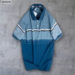 Áo Thun Sọc Nam Có Cổ Phối Viền Có Túi Thun Cotton