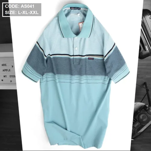 Áo Thun Sọc Nam Có Cổ Phối Viền Có Túi Thun Cotton